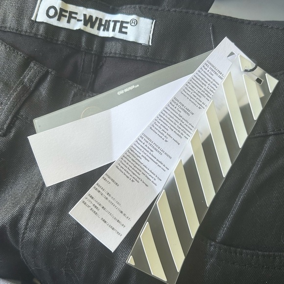 NWT Off-White Virgil Abloh Italy Roses Skinny Jeans Black Coated  $750. Size 30 - Picture 5 of 8